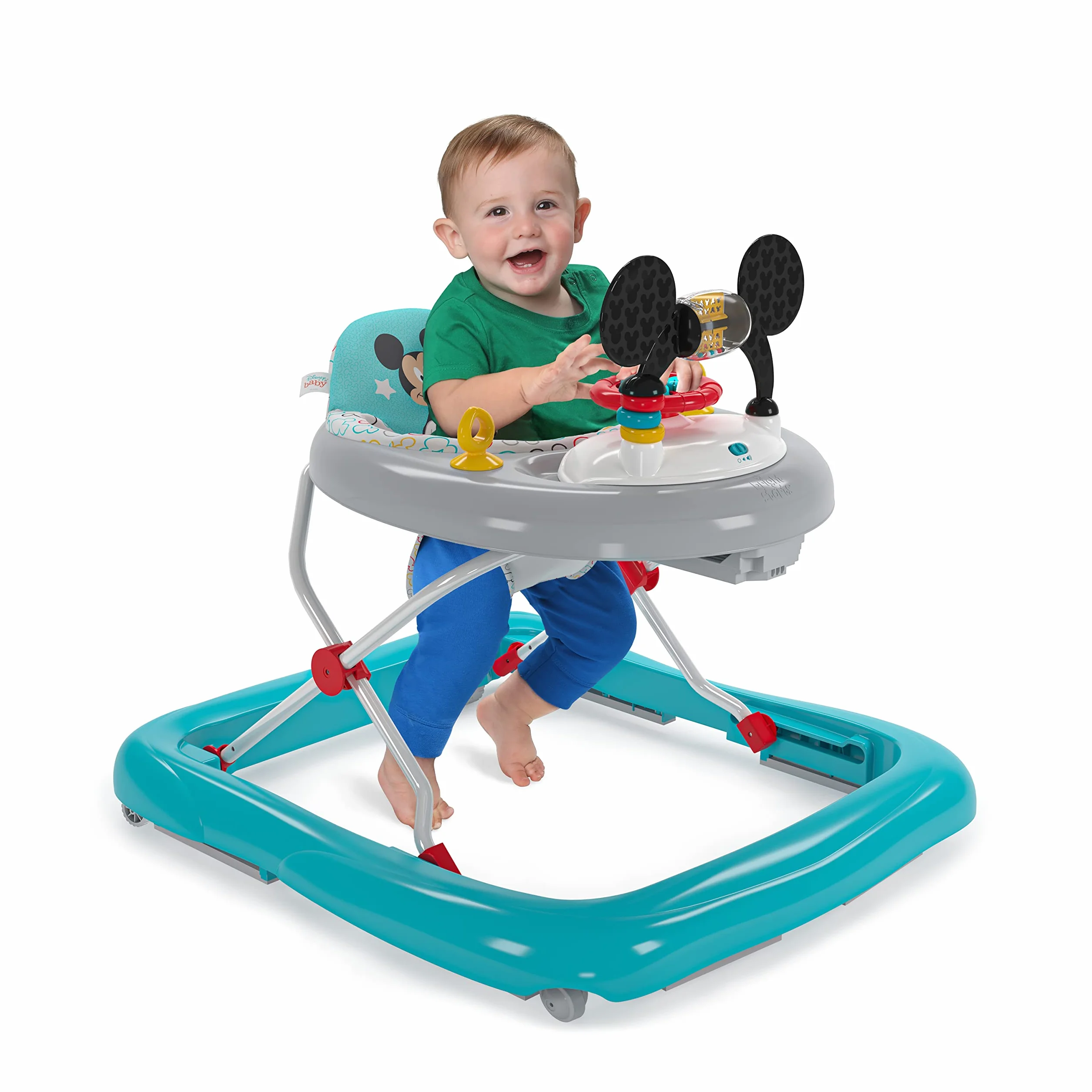 Bright Starts, Disney Baby, Girello multiattività 2 in 1 Topolino - Altezza regolabile e telaio facilmente ripiegabile, 6+ mesi