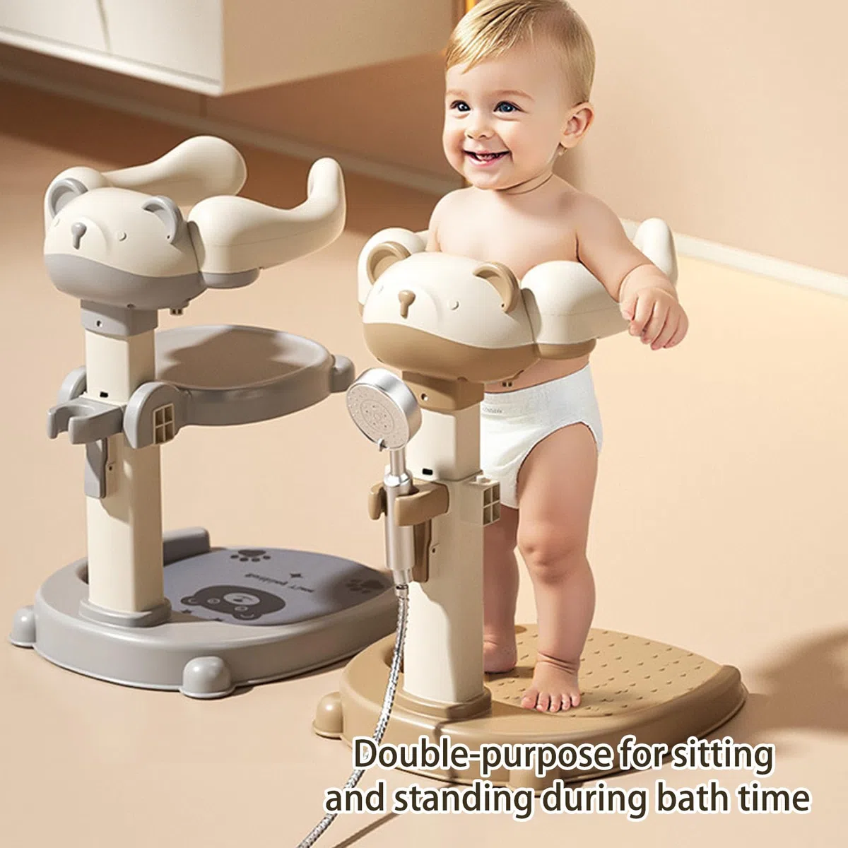 Supporto per doccia per bambini dai 6 mesi in su regolabile in altezza Doccia in piedi Supporto per neonati Portatile Portatile Aiuto in piedi