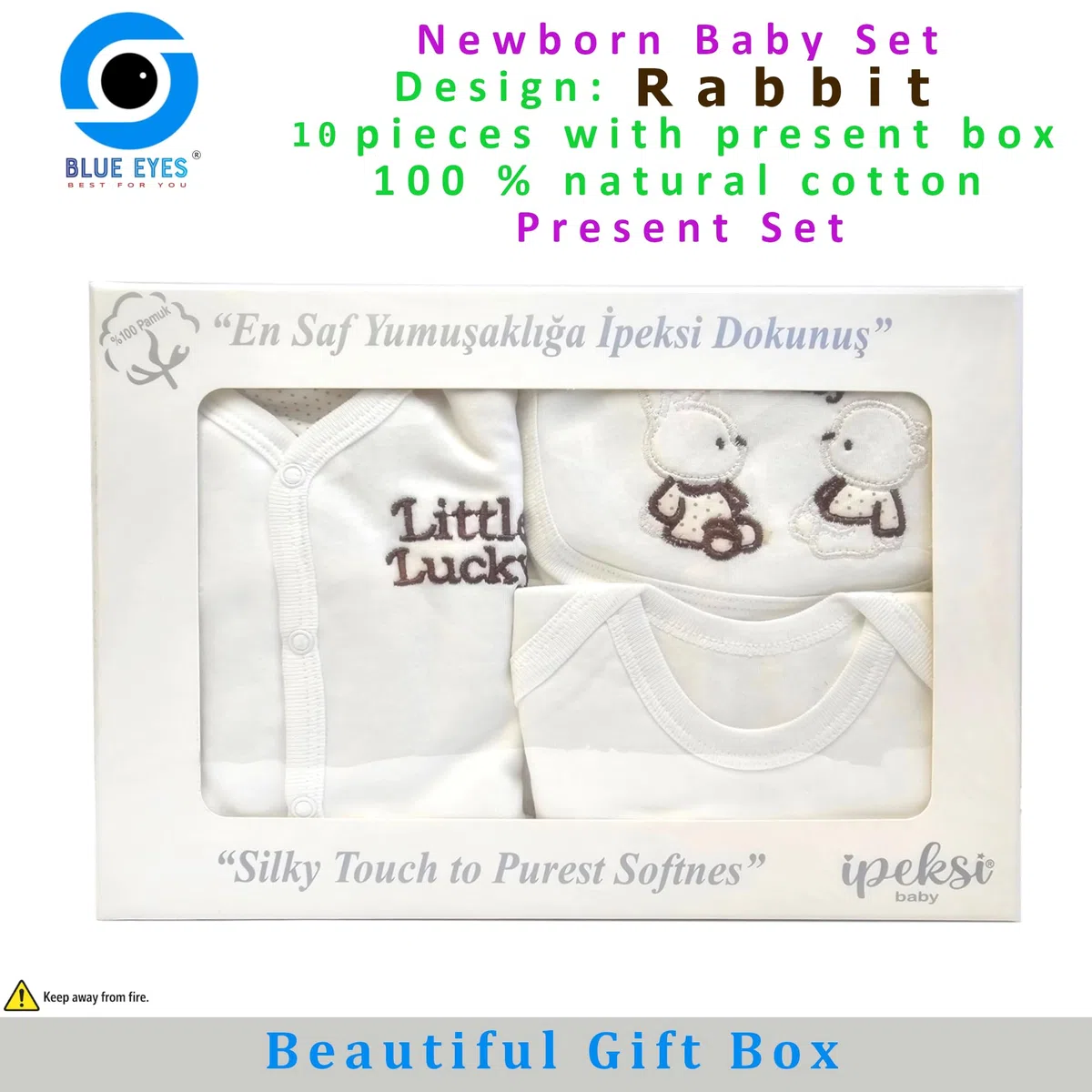 Blue Eyes Set Regalo Neonato 10 Pezzi in Cotone