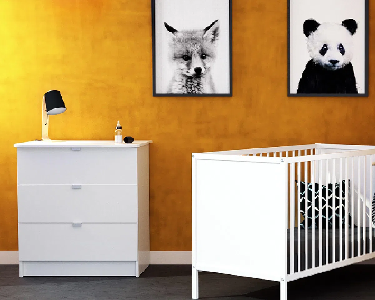 Webaby - Cassettiera fasciatoio 3 cassetti legno - Bianco -79 x 65,5 x 92 cm