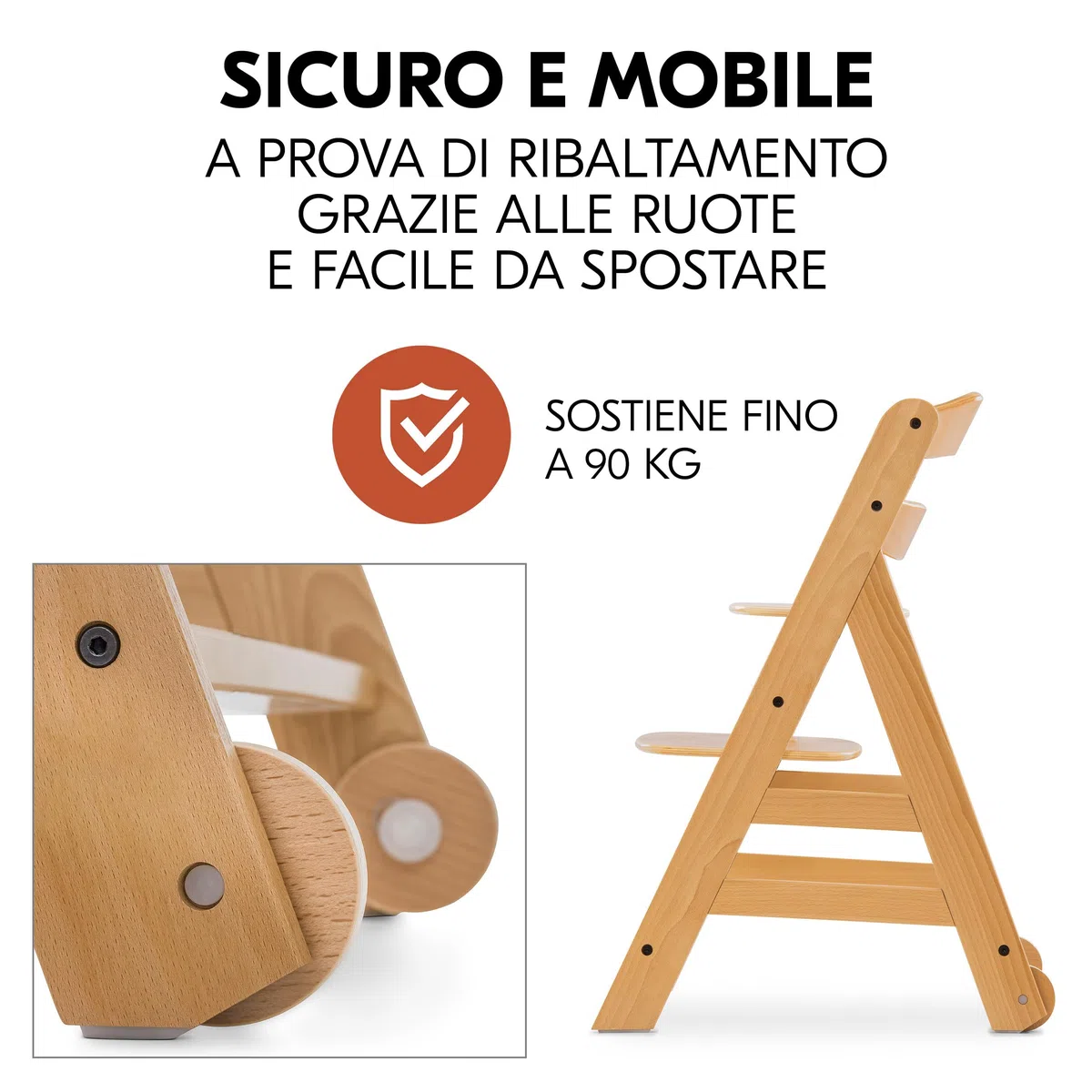 hauck Alpha Move Set Deluxe - Seggiolone in Legno Evolutivo Da 0 Mesi - Sedia Bambini Regolabile con Sdraietta Neonato Reclinabile, Cuscino e Vassoio - Naturale, Grigio