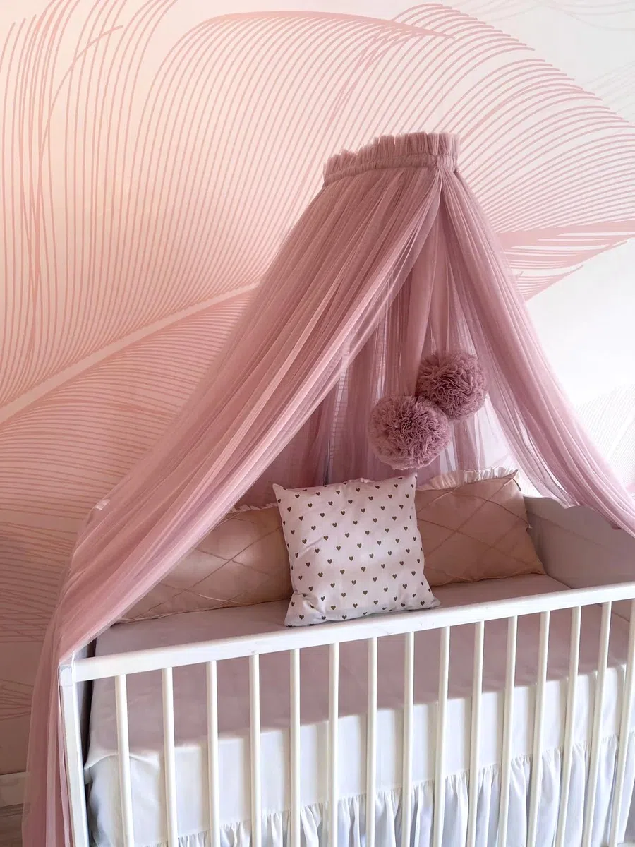 Baby Fancyroom Tenda per Letto da Bambino, Zanzariera, Decorazione per Camera, Baldacchino in Tulle di Qualità Superiore Vecchio Rosa