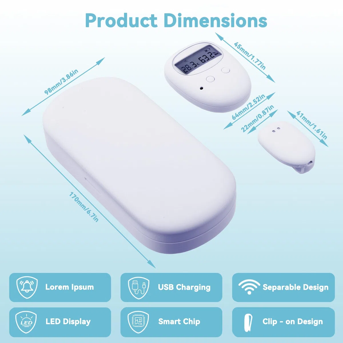 Wireless Allarme per Enuresi Notturna per Bambini, Allarme Pipì con Display per Temperatura e umidità, 3 modalità di Allarme, Ricaricabile USB, Alta Sensibilità, Cura dei Bambini e degli Anziani
