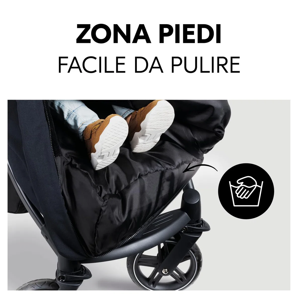 hauck Sacco Passeggino Universale, Nero - 105 x 57 x 10 cm, Caldo e Antivento con Interno in Pile, Cerniera a 2 Vie, Antiscivolo, Lavabile, Arrotolabile in una Borsa, dalla Nascita fino a 3 Anni