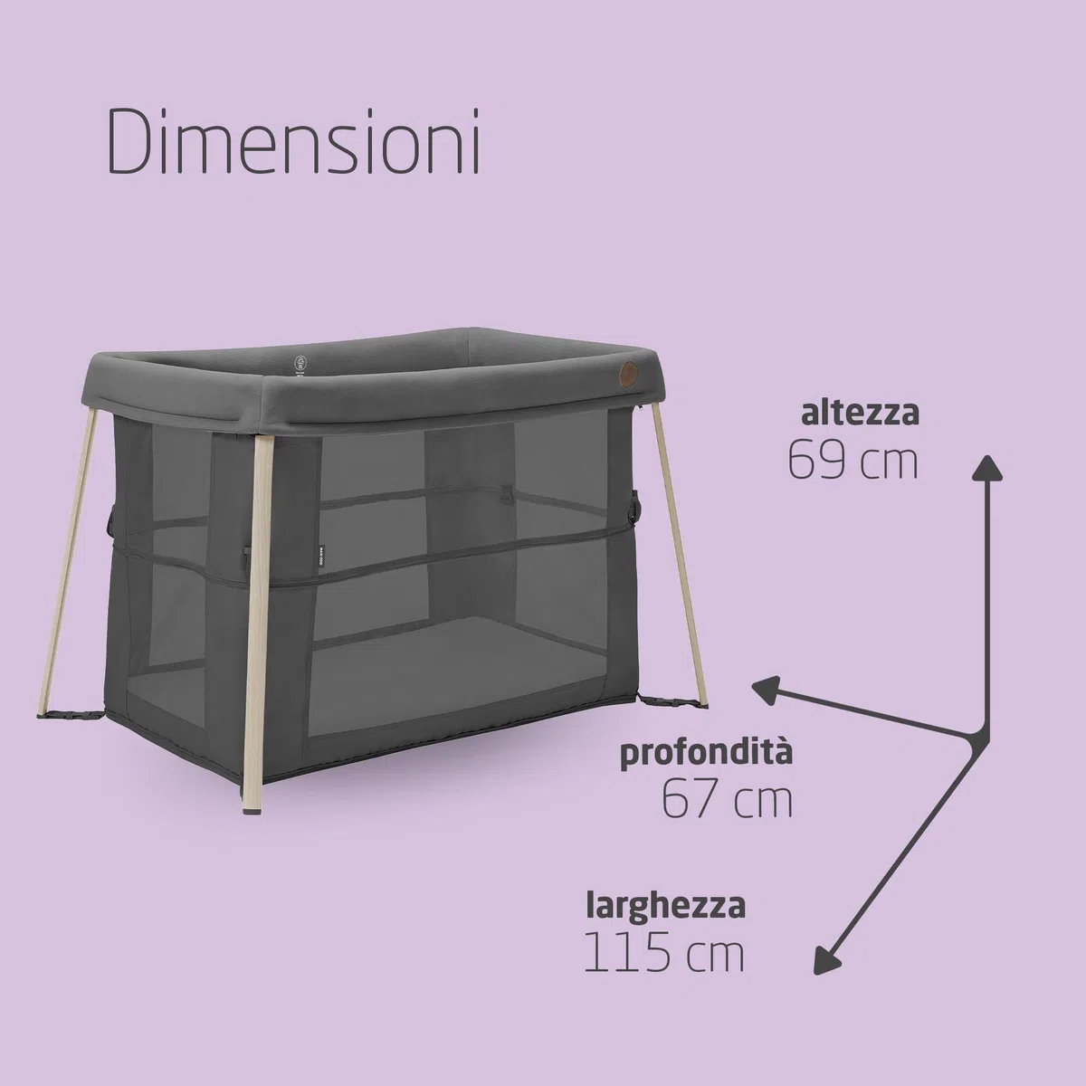 Maxi-Cosi Iris 2 in 1 Culla da Campeggio Neonato, 0-3 anni, fino a 15 kg, Lettino da Viaggio Compatto, 2 Posizioni di Riposo, Leggero, Materassino in Schiuma, Borsa da Viaggio, Beyond Graphite
