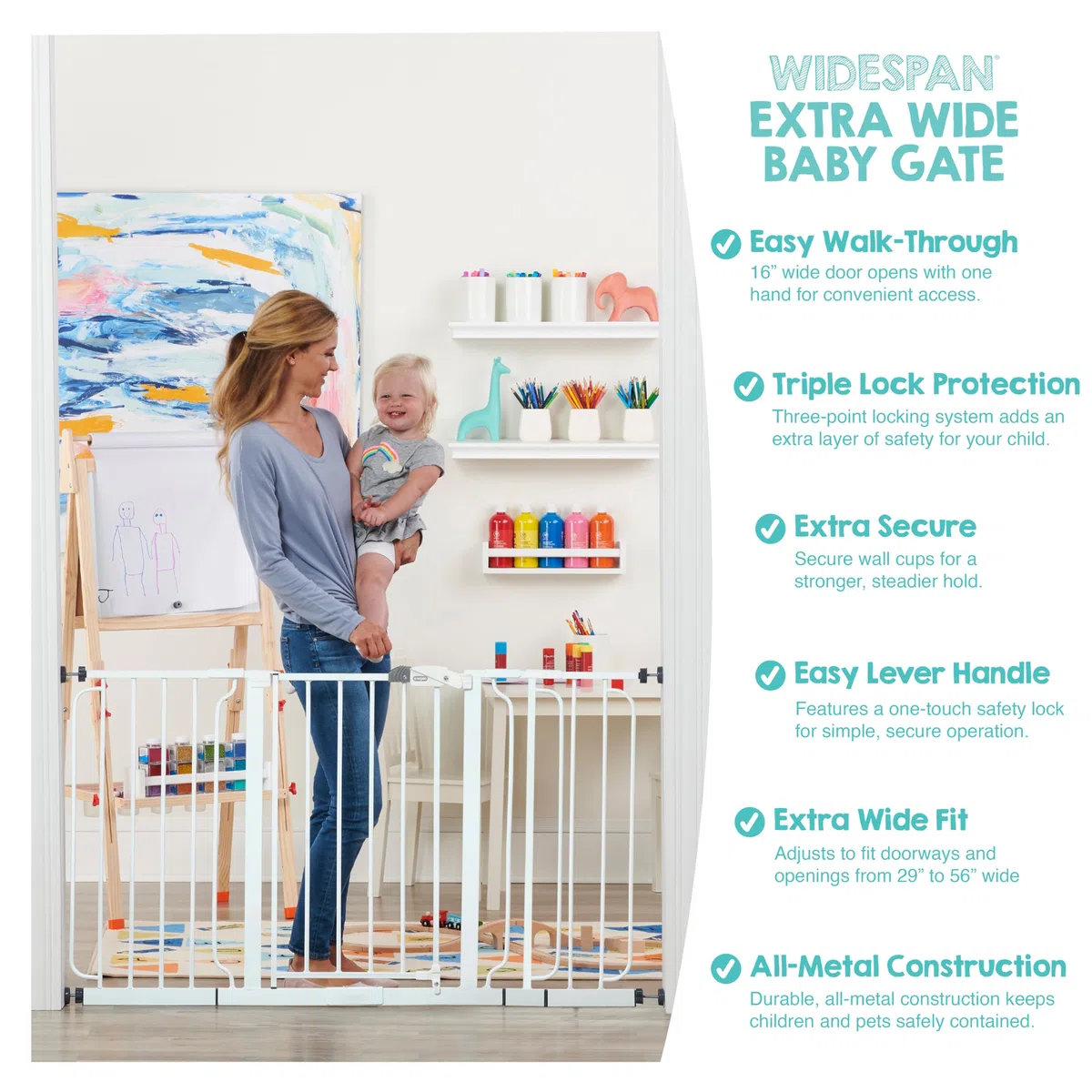 Regalo Supporto a pressione per cancelletto di sicurezza ad ampia portata con 3 kit di estensione inclusi (148 cm)