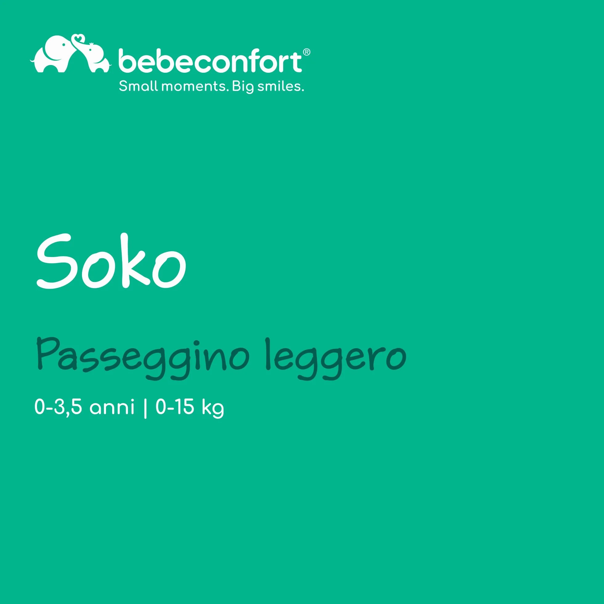 Bebeconfort Soko Passeggino leggero 5,6 kg, kompaktowy, składany, 0-3,5 lat, 0-15 kg, zielony mineralny