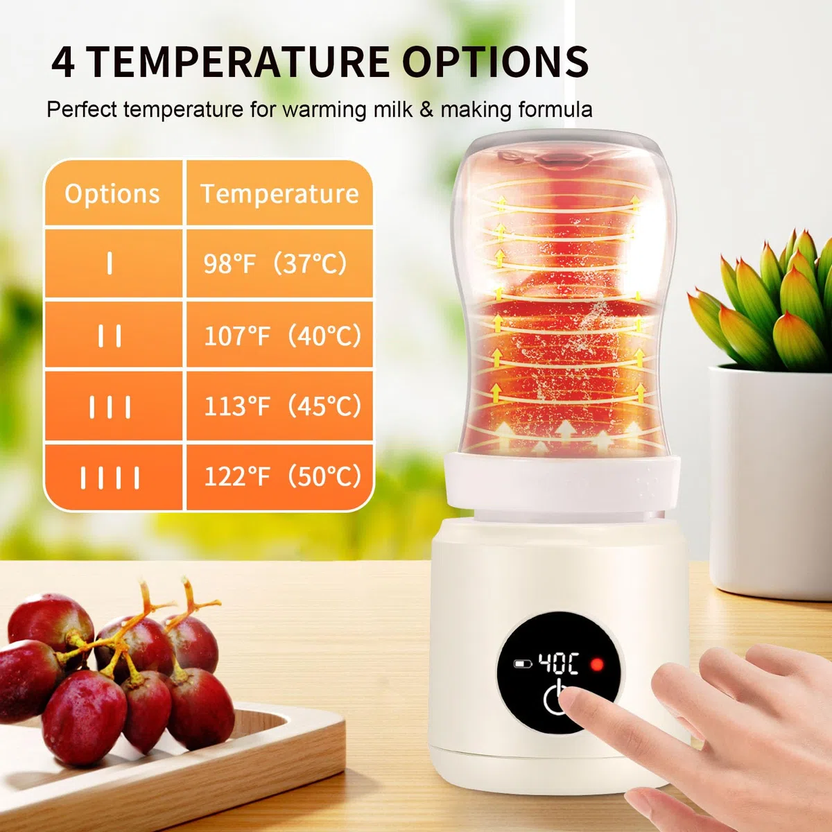 Scaldabiberon Portatile, Riscaldamento Rapido, Tascabile Compatto e Leggero, Display digitale, Regolazione temperatura