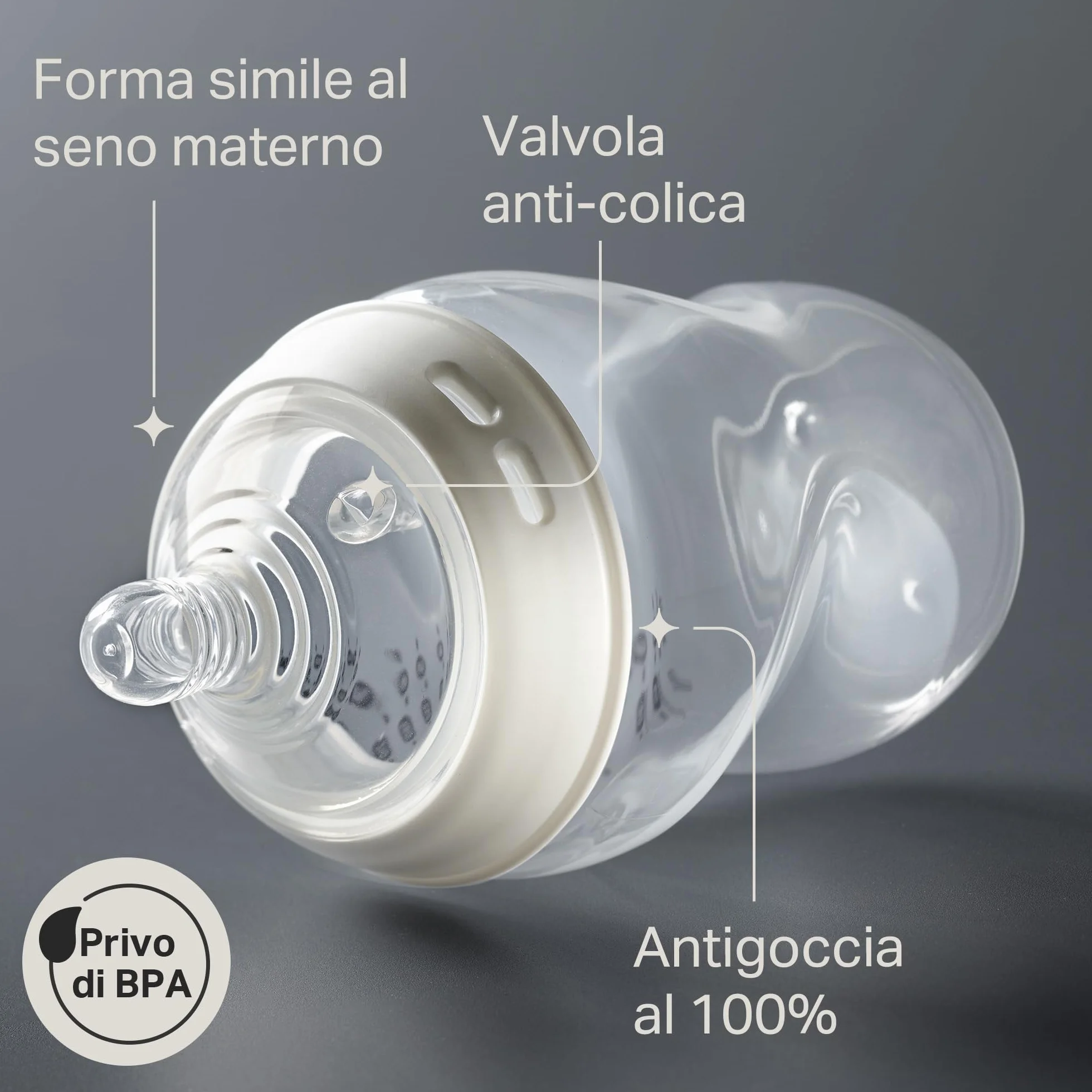 Tommee Tippee biberon anti-colica Natural Start 260ml, con tettarella simile al seno materno, valvola anti-colica, autosterilizzante, 6 pezzi