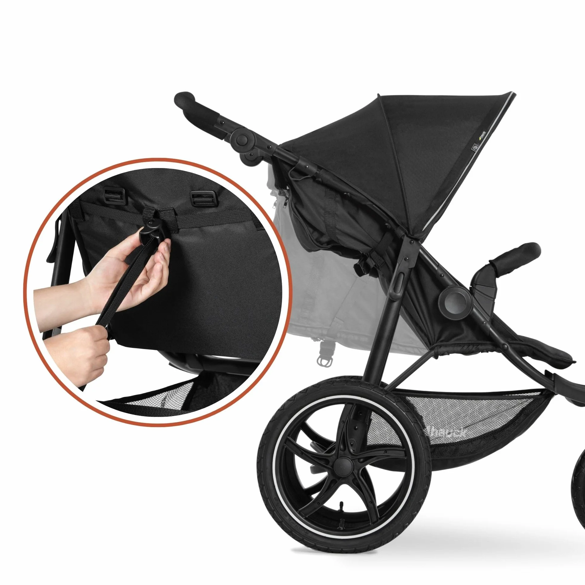 Hauck Passeggino 3 Ruote Runner 2 z Kołami XL, 22 kg, Reclinabile, Regolabile, UPF 50+, Cesto 3 kg, Pieghevole, Nero