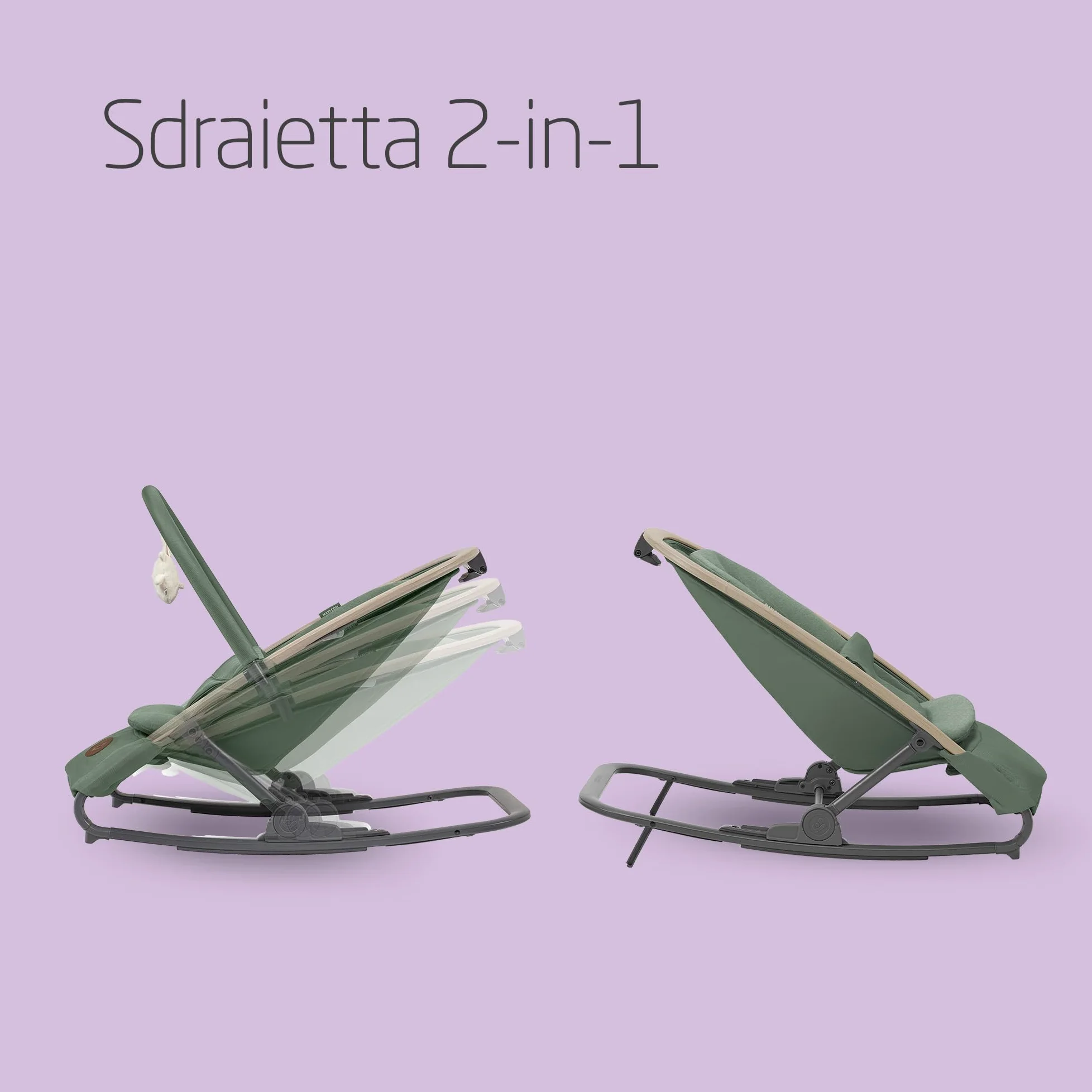 Maxi-Cosi Kori Sdraietta Neonati in Tessuto con Arco Gioco, 0-2 anni, 15 kg, Sdraietta Pieghevole, 3 Posizioni di Reclinabile, Chiusura Compatta, Cinture Easy-in, Chiusura Compatta, Beyond Green