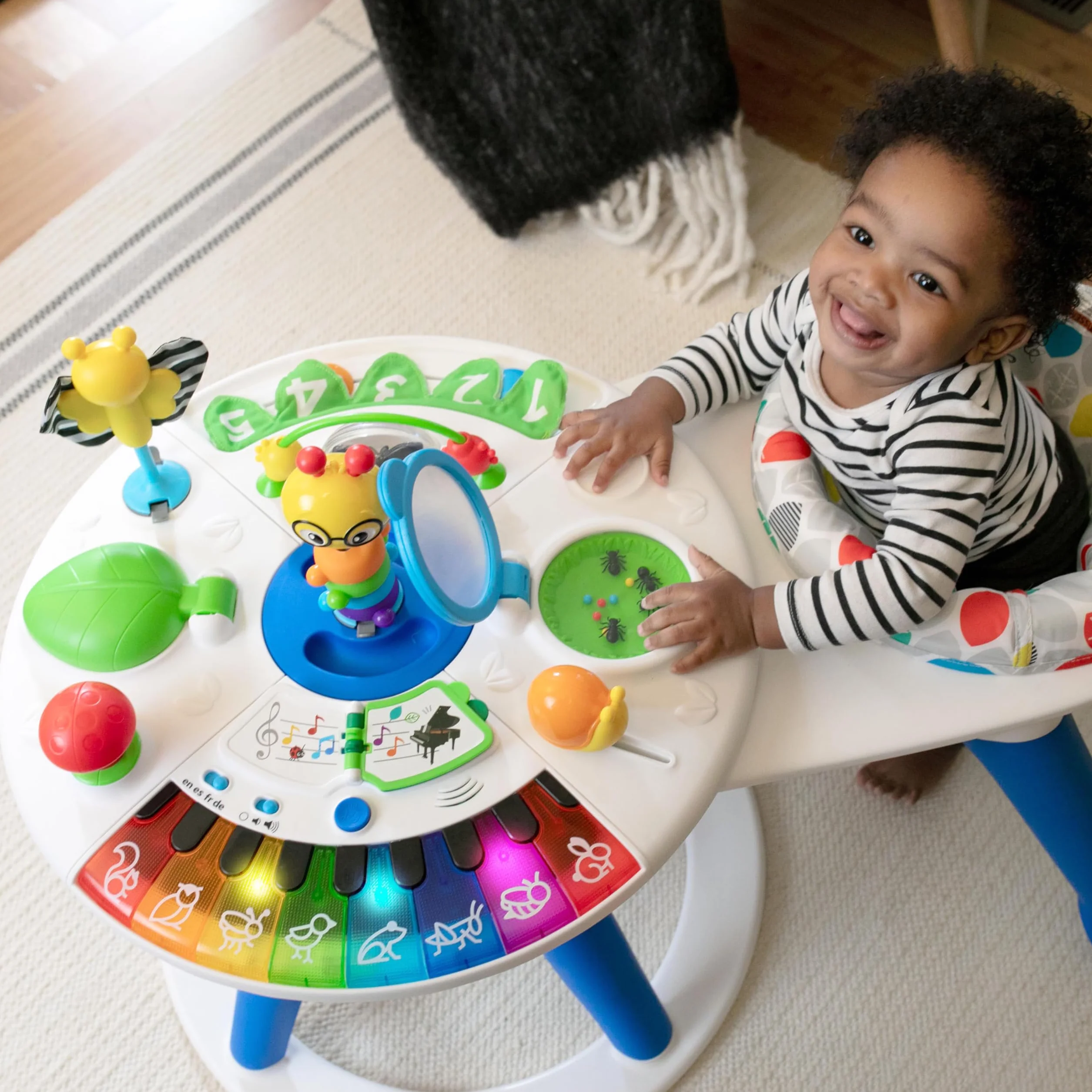 Baby Einstein Around We Grow Centro Attività e Tavolo Girello Evolutivo Multilingue, Sedile Girevole 360°, Altezza Regolabile, dai 6 Mesi+