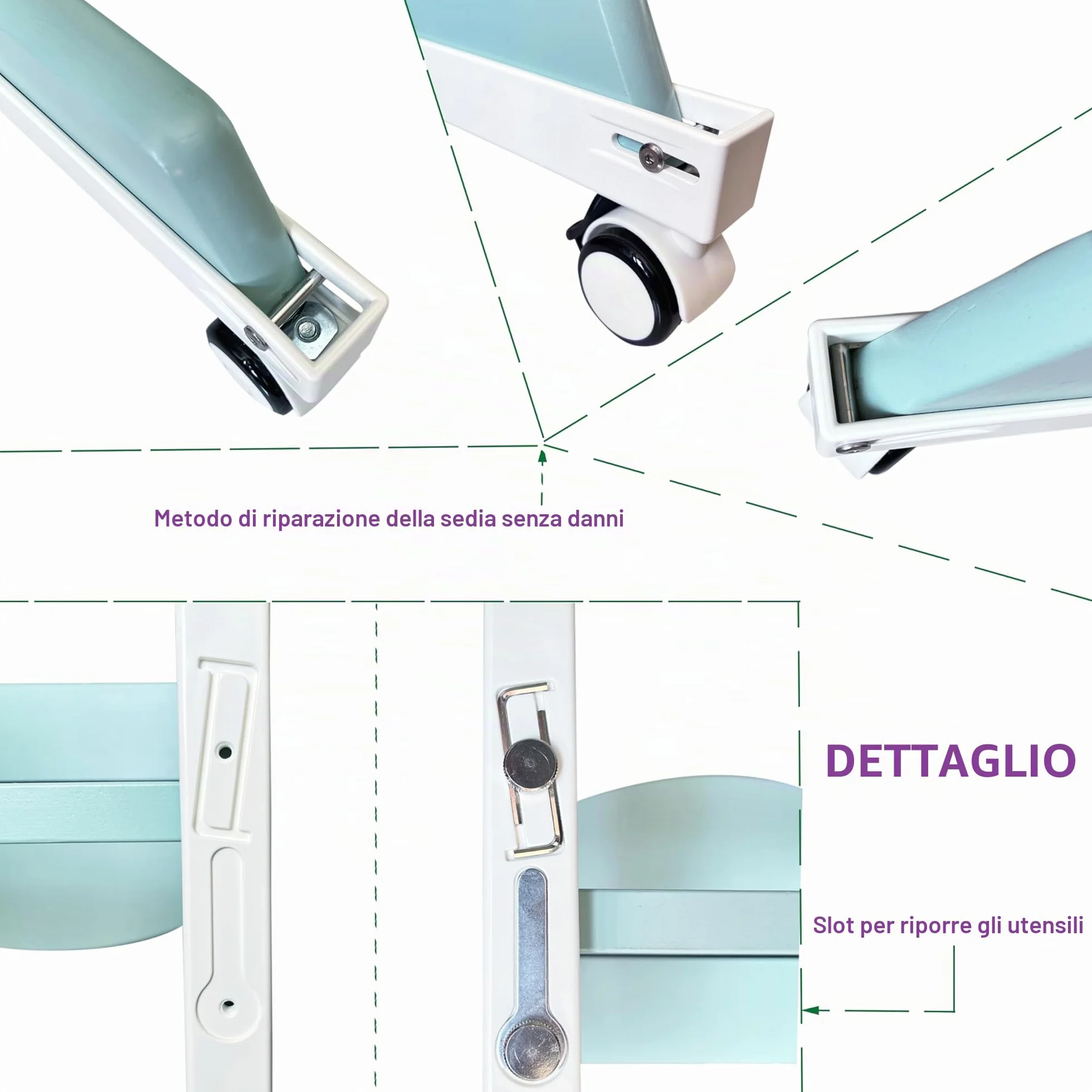 Ruote compatibili con seggiolone Stokke Tripp Trapp, con serrature di sicurezza, rotazione a 360°, ruote silenziose, convenienza, nessuna foratura richiesta intatto il seggiolone