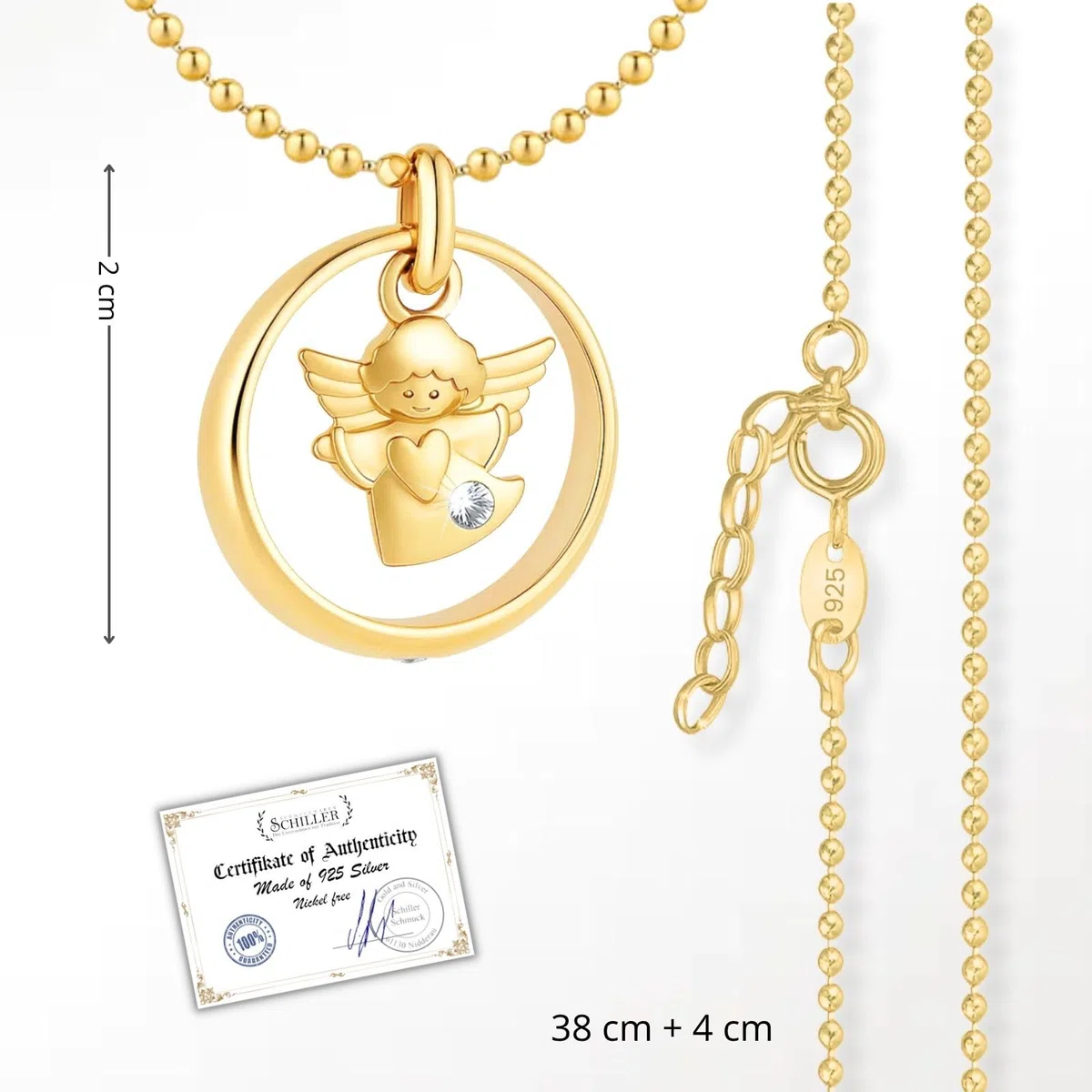 fish Collana per battesimo ragazza/ragazzo/argento/oro, anello per battesimo con angelo custode, ciondolo a forma di angelo custode, collana per bambini, regalo per battesimo e nascita