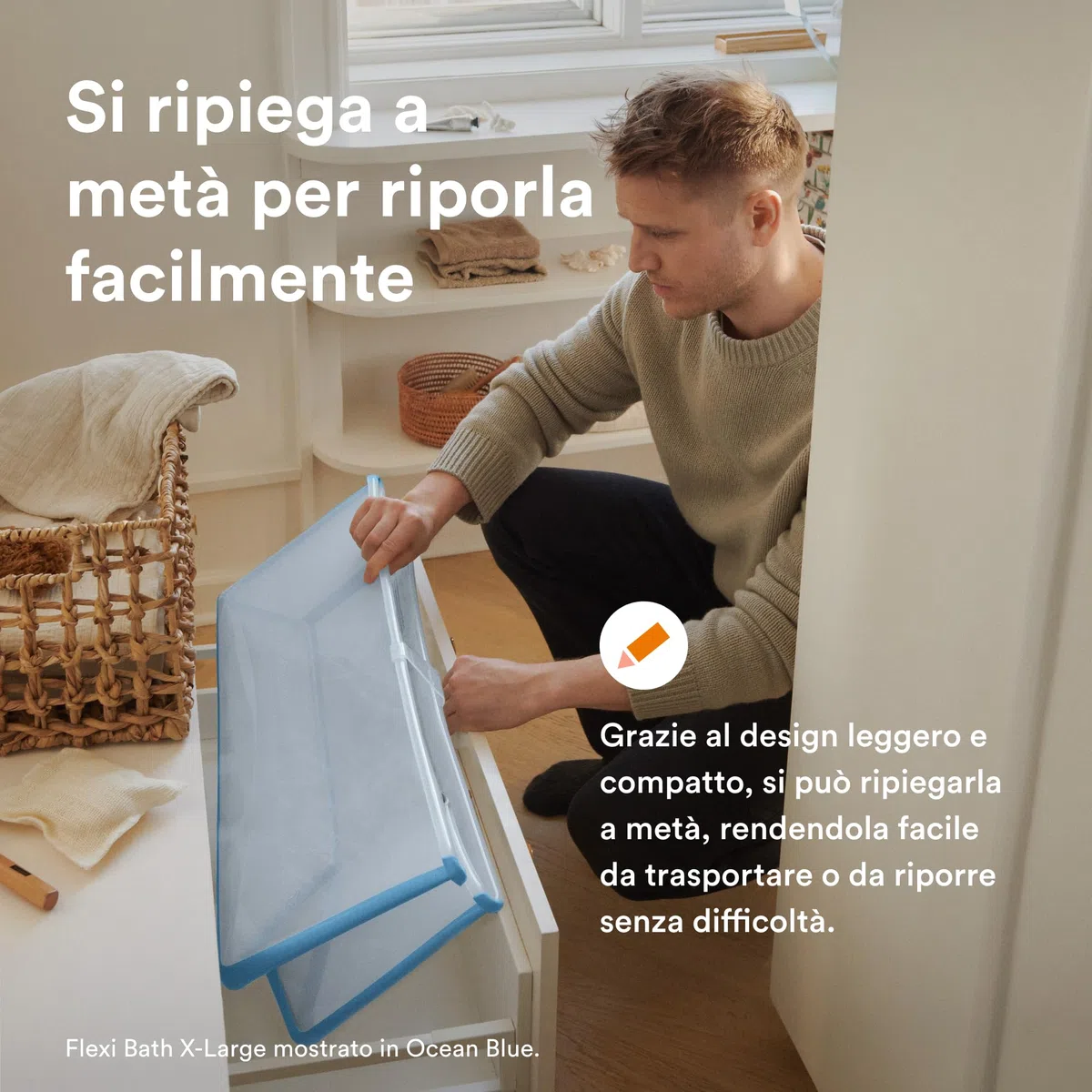 Stokke Flexi Bath X-Large, Bianco - Vaschetta pieghevole spaziosa - Leggera e Facile da conservare - Comoda da usare a casa o in viaggio - Ideale per età 0-6 anni