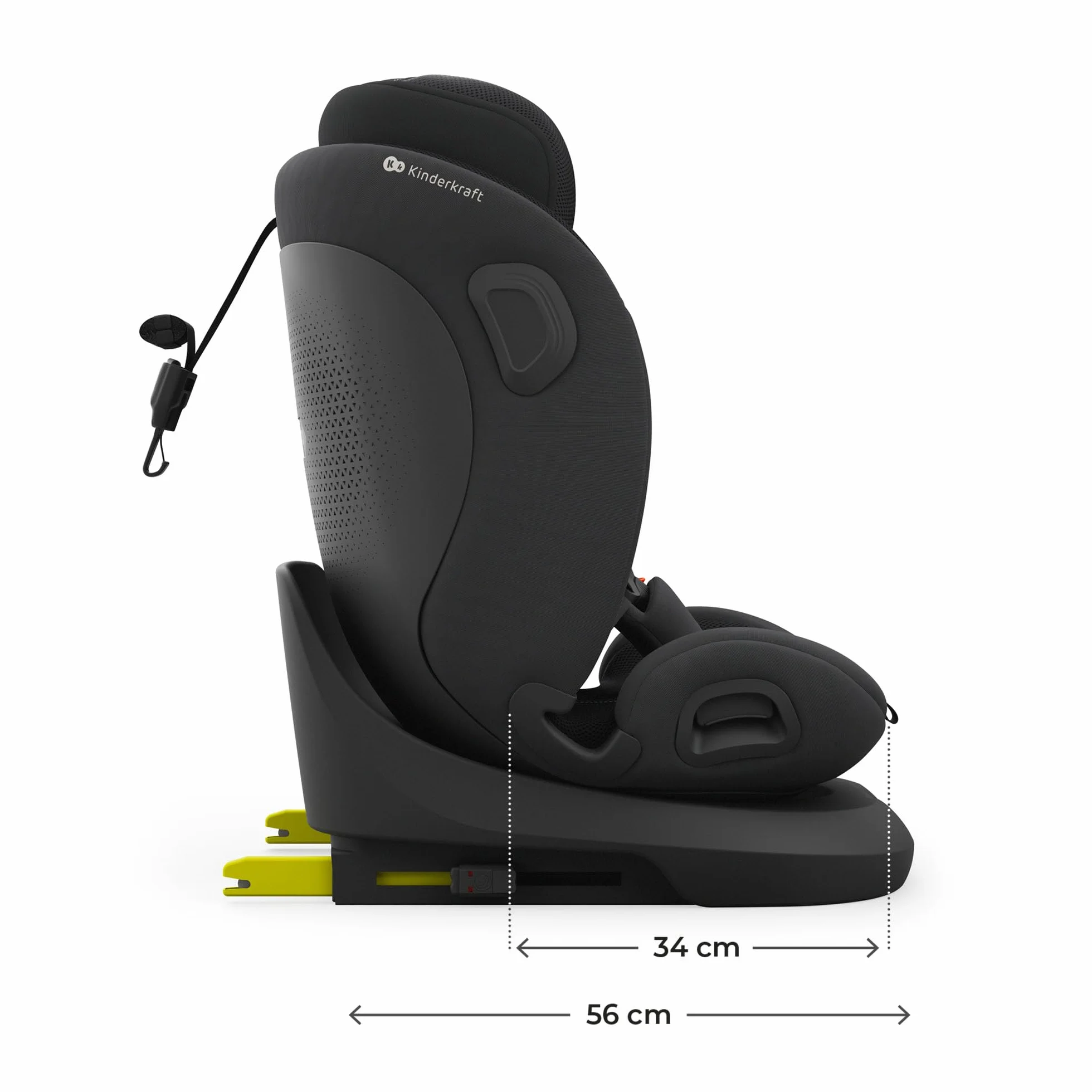 Kinderkraft I-GROW 2 PRO Seggiolino auto 0-36 kg, I-SIZE 40-150 cm, Seggiolino 360 girevole, con Isofix Base, Reclinabile Posizione sdraiata, Poggiatesta regolabile, Gruppo 0 1 2 3, Nero