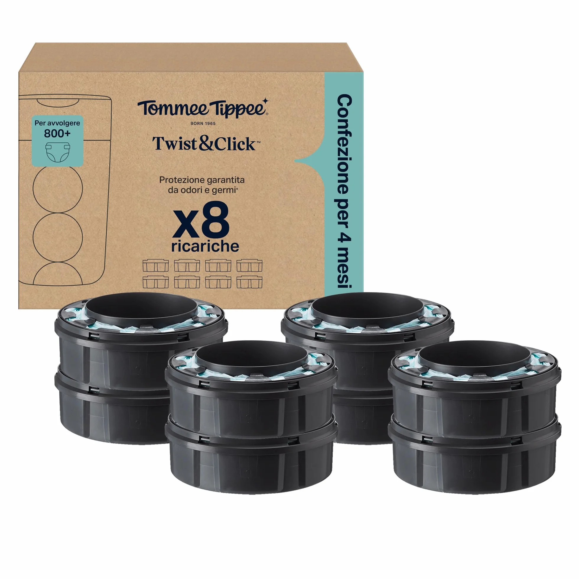 Tommee Tippee Ricariche Originali Twist & Click Advanced 8 X 10,5 m