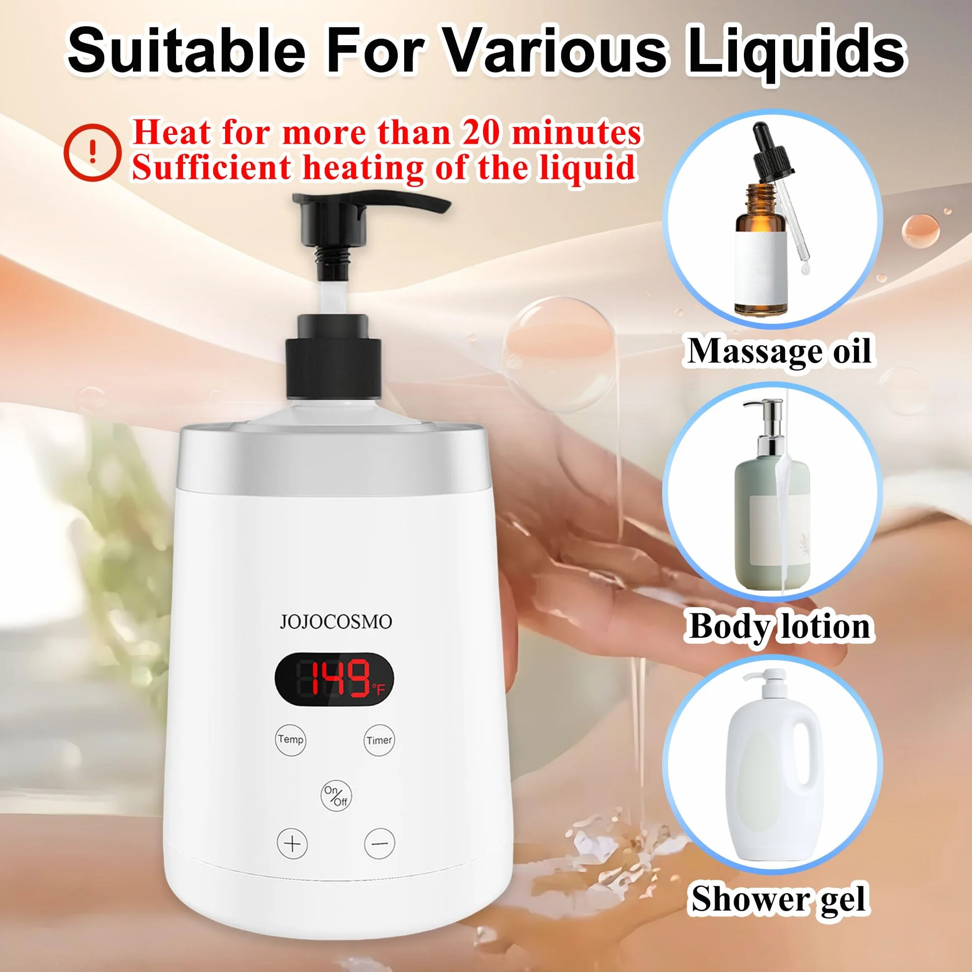 Scaldaolio da massaggio con dispenser per bottiglie, variabile, per salone e spa
