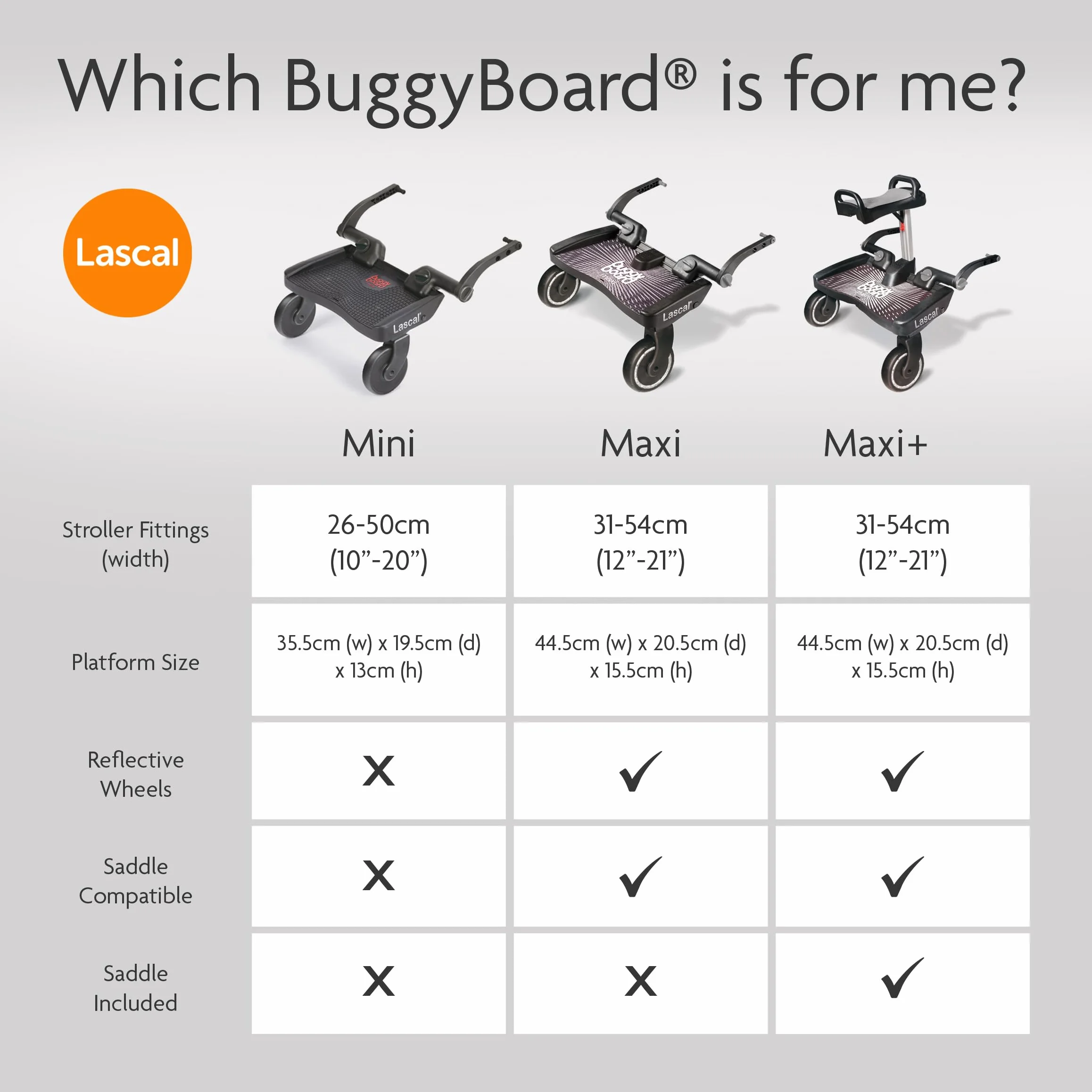Lascal BuggyBoard Maxi, Pedana passeggino universale compatibile con quasi tutti i modelli di passeggini, Pedana buggy board per bambini di 2-6 anni (22 kg), nero