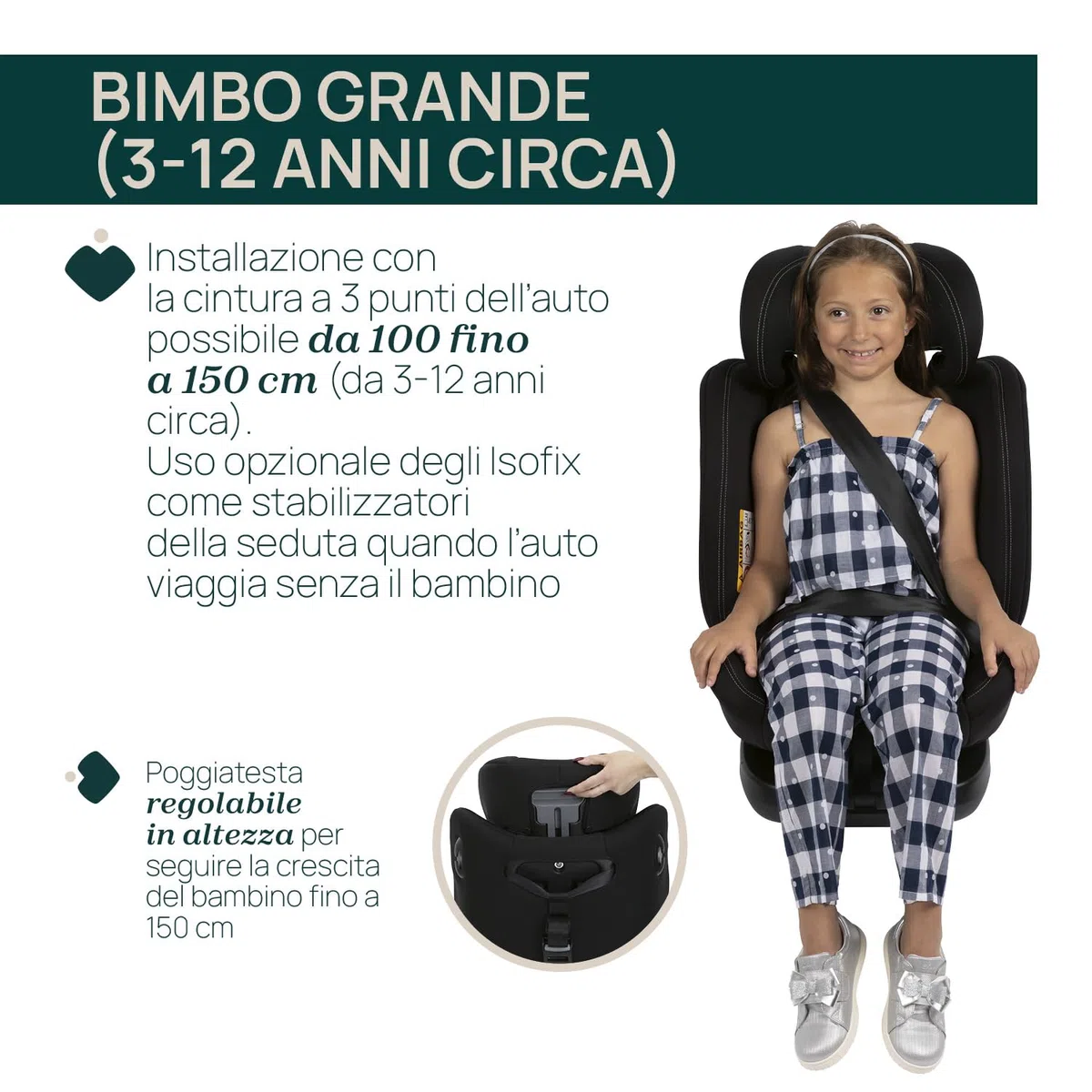 Chicco Unico Evo I-Size, Seggiolino Auto 0-36 Kg, omologato ECE R129/03, Isofix Girevole A 360° E Reclinabile, Gruppo 0+/1/2/3 Da 0 A 12 Anni
